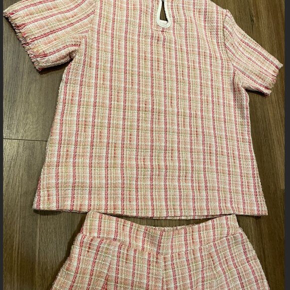 Pink and White Tweed Shorts and Top set, Size s/m - Picture 7 of 7